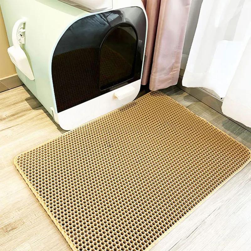 Pet Cat Litter Mat Cats Accessories Waterproof Double Layer Cat Litter Trapping Pet Litter Box Mat Clean Pad Products