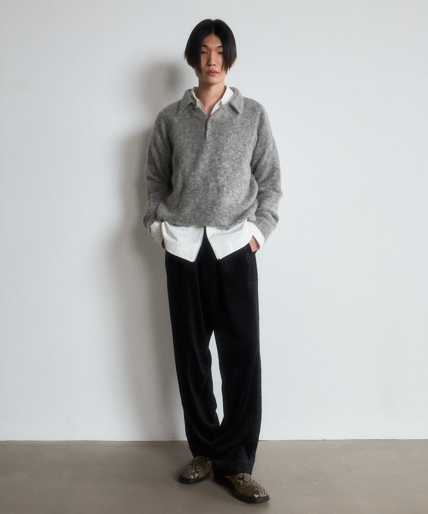 DUSTYWHITE Gray Alpaca Knit Polo Shirt
