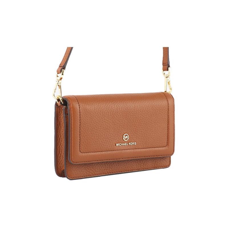 MICHAEL KORS Jet Set Charm Solid Color Commuter Letter Logo Flip Leather Shoulder Crossbody Bag Small Women's Brown