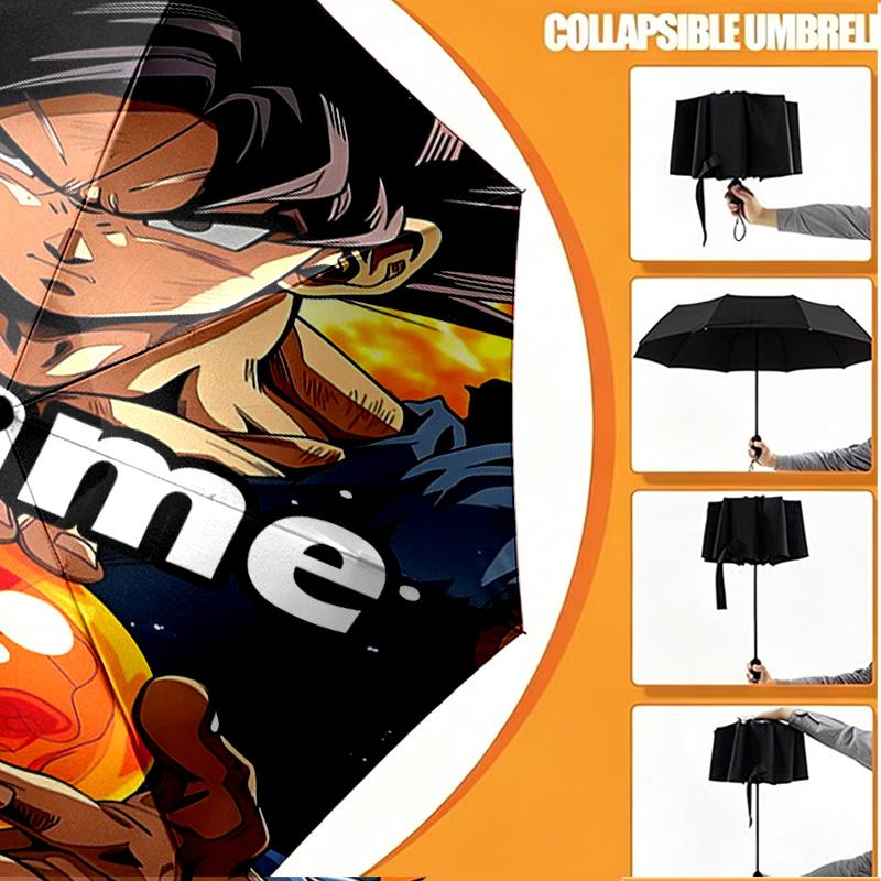 Custom Name Personalized Anime Print Umbrella, Auto Open Close, 8‑Rib Sturdy Frame, Commute Camping Hiking Use, Birthday Gift