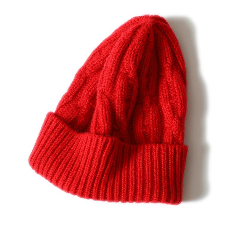 100% Cashmere  Cable Knitted Beanies New Design Custom Unisex Hats