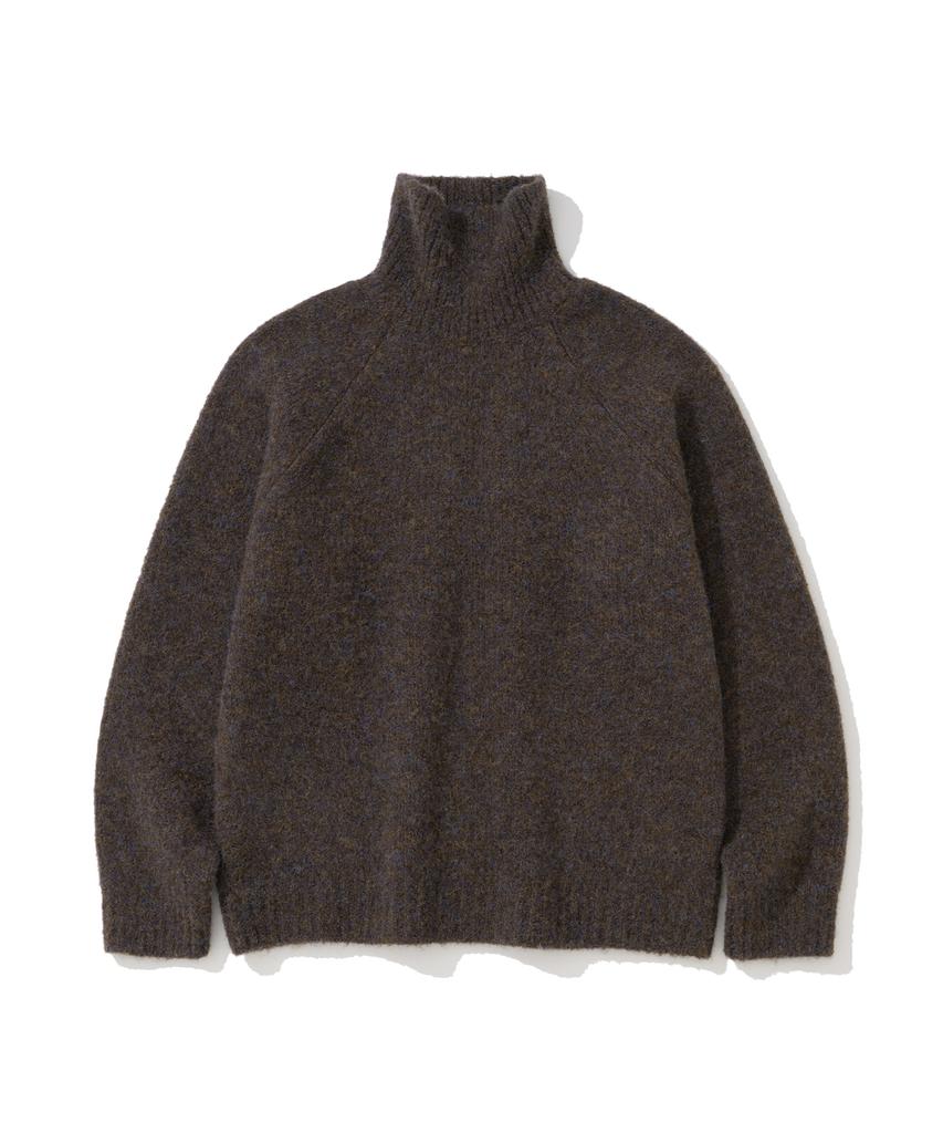 KNITTED Boucle Turtleneck Knit Brown