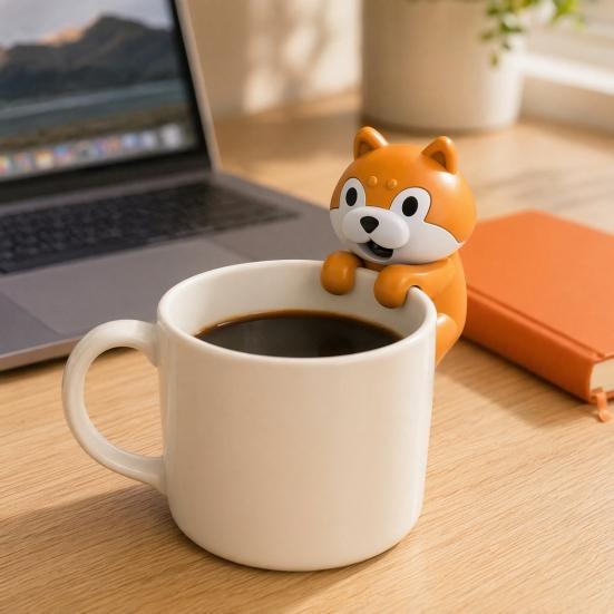 Coffee Cup Fan 2Pcs Puppy Cat Clip-on Fan, Portable Cooling for Bowl Hot Food, Saliva Isolation Hands Free Mini Table with Adjustable Clamp, Cute Desk