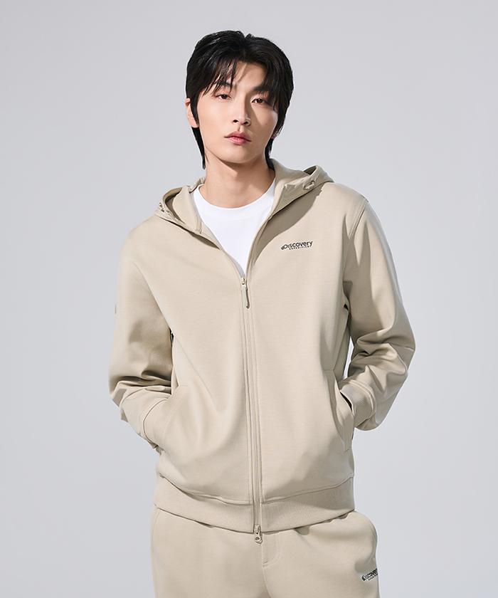 Discovery Expedition Men'S Tech Knit Training Hooded Jacket (Beige2)