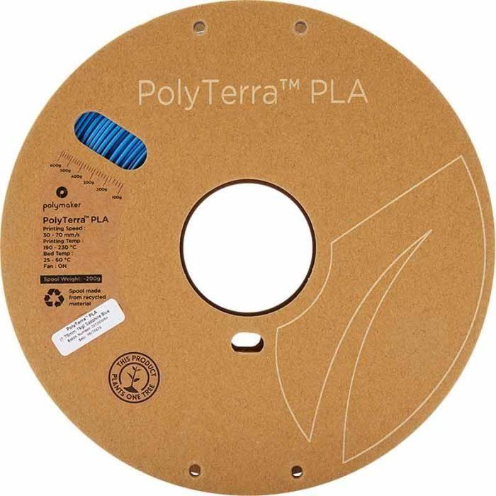 Filament PLA Pour Imprimante 3D - POLYMAKER - PolyTerra - 1.75mm - 1Kg - Bleu Saphir