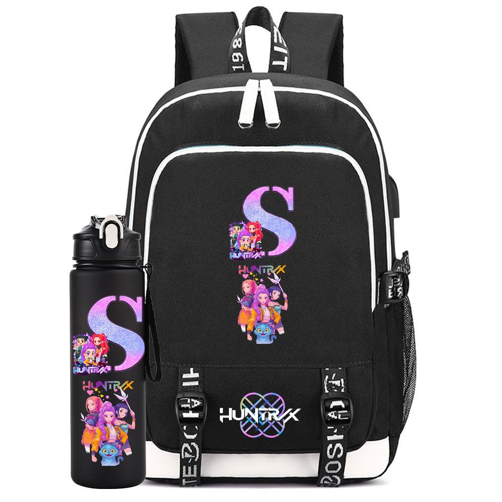 2Pcs/set Cartoon Backpack Large Capacity Bookbag With 750ml Water Bottler Laptop Student Boy Girl School Bag Travel Bag Kid Gift