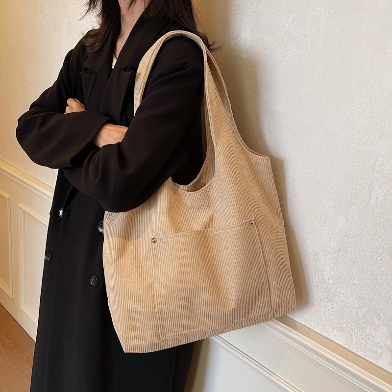 Autumn and winter tide with large-capacity shopping bag leisure literary and leisure handbag simple retro shoulder women's bag tide
