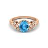 8X6MM Oval Swiss Blue Topaz Gemstone 925 Sterling Silver Rose Plated Solitaire Vine-Inspired Women Wedding Ring