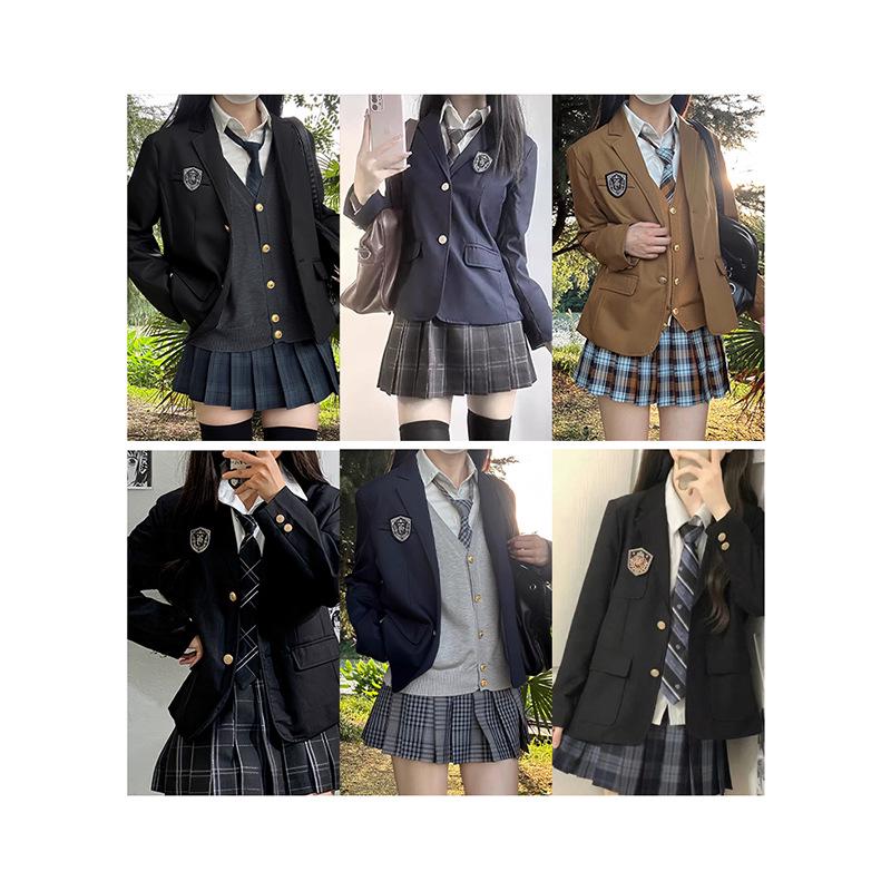 Japanese Style Mid-Length JK Uniform Blazer Set for Female Students - Spring & Autumn