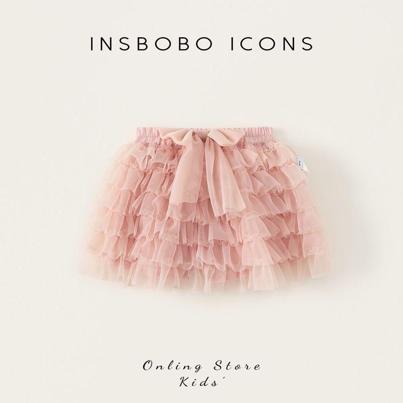 Insbobo Girls  Skirt 2026 Summer New Style Baby Girl Skirt Fashionable Kidsren s Mesh Skirt Baby Summer Dress Pink 100
