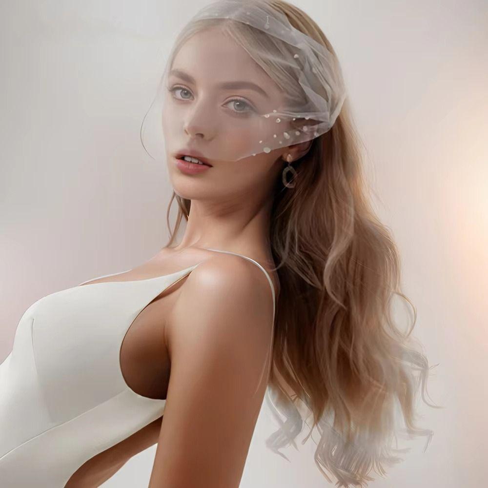 Handmade Pearls Bridal Veil White Pearl Veil Lightweight Side Comb Veil Bridal Look