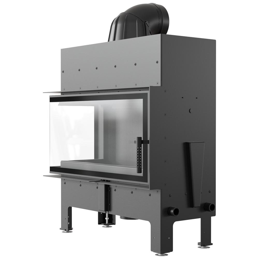 KRATKI FLOKI L Left Air Fireplace 12 kW Ø200 Black Set for Installation