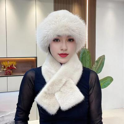 2 Teile/satz Frauen Winter Hut Schal Set Fuzzy Plüsch Verdickt Winddicht Wärme