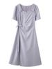 French Style Women's Summer Slimming Square Neck Long Dress