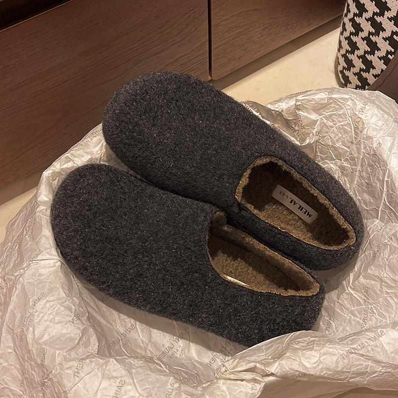 Fashion Women's Fashion Flat Shoes Winter New Round Head Suede Deep Mouth Soft Sole Non-slip Cotton Shoes