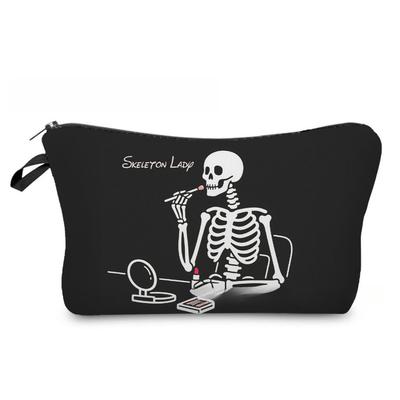 Women Skull Print Cosmetic Bag Toiletries Organize Travel Storage Case 6867