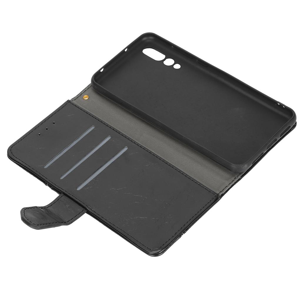 PU Leather Wallet Phone Case with Credit Card Holder Magnetic Buttons for Huawei P20 Pro Shockproof Cover