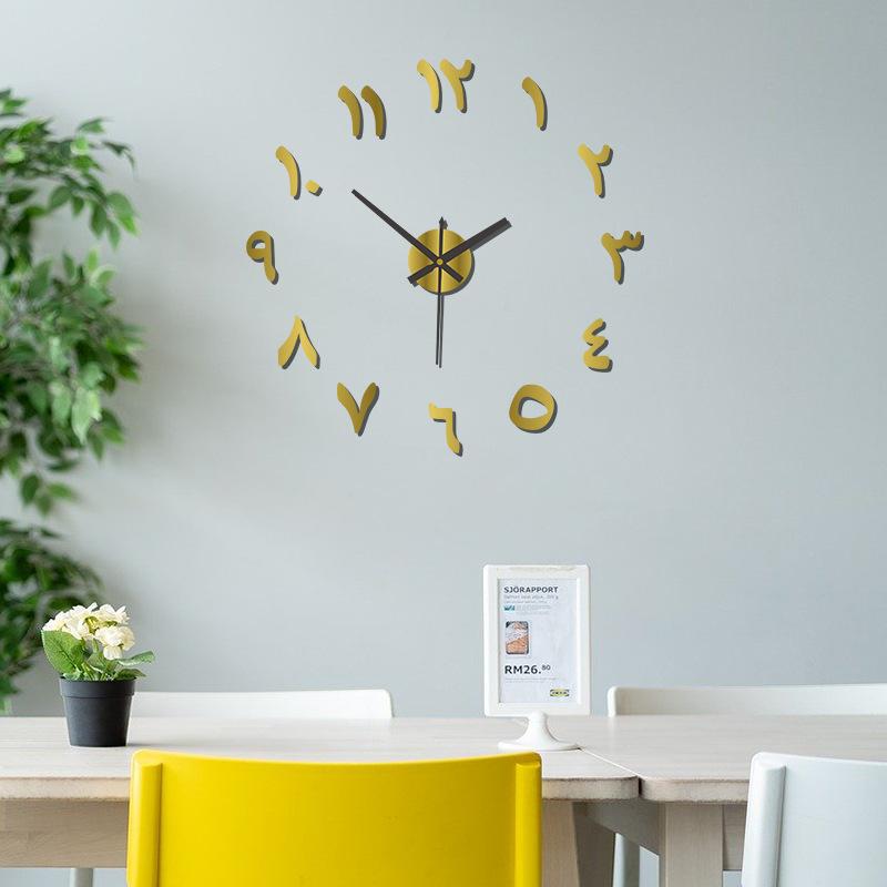 European-style Living Room Diy Wall Clock, Home Non-drilling Clock, Acrylic Wall Sticker Clock, Simple and Silent Wall Clock