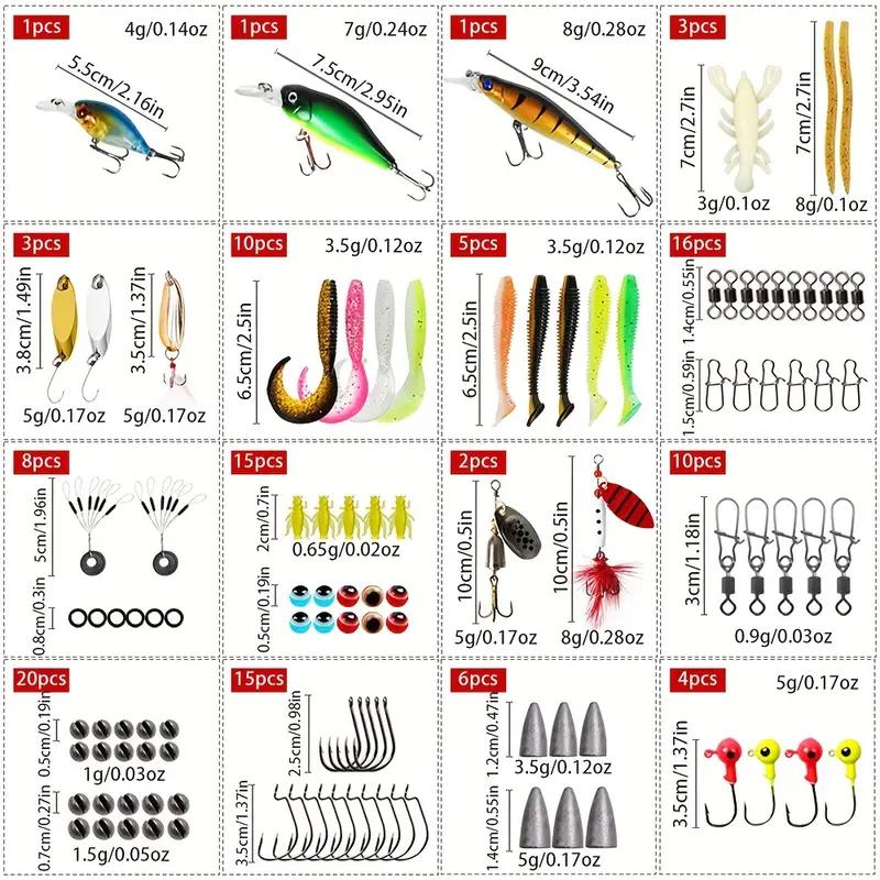 

125pcs Complete Bionic Fishing Kit | Lifelike Hard/Soft Lures (4g-8g) + Adjustable Sinkers & Safe-Lock Hooks | All-in-One Tackle