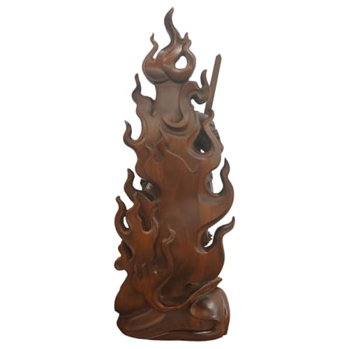 Standing Acala Statue, Carved from Premium Natural Boxwood (Antique Finish), Guardian Deity for Those Born in the Year of the Rooster (21.5cm H x 8cm