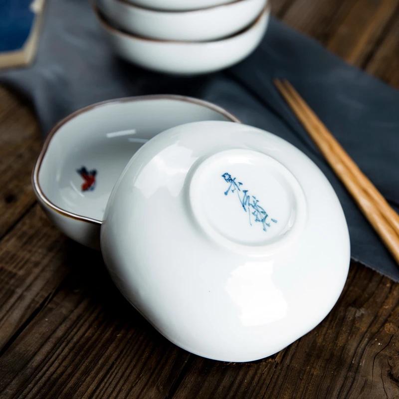 Refreshment Dish Chinese Fruit Dessert Plate Small Dish Jingdezhen Underglaze Color Ceramic Tea Tray Hand Painted Tableware