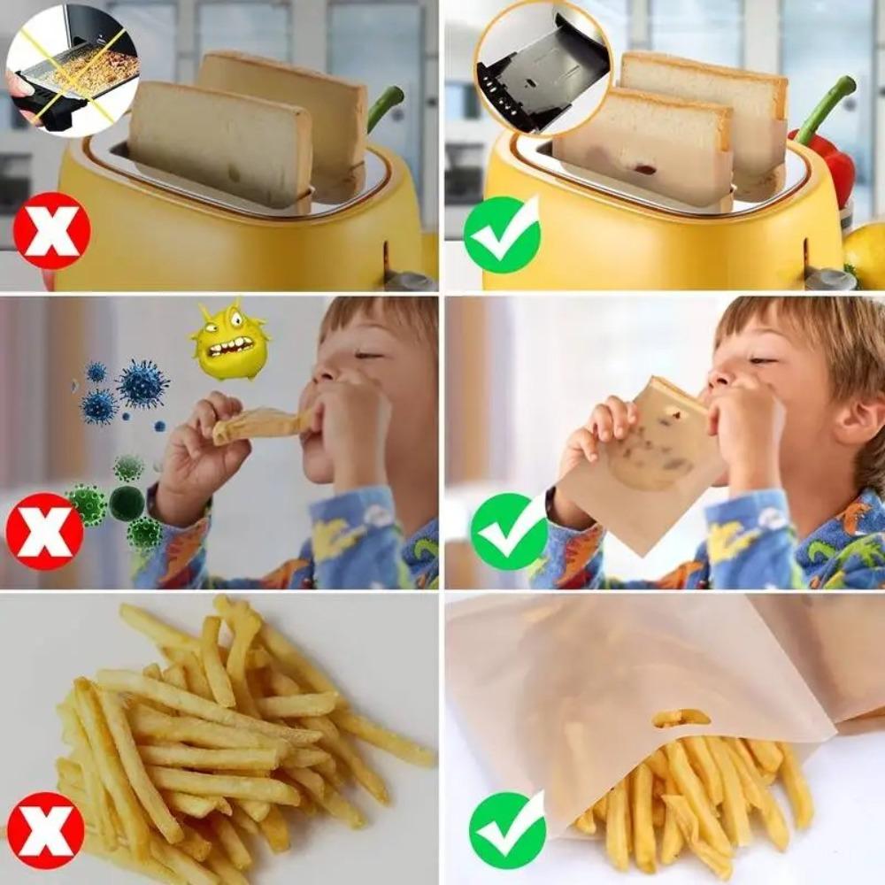 1PC Polyester Reusable Toaster Bag Snack Organizer Microwave Heating Sandwich Bags Reusable Baking Sheets Microwave Bags