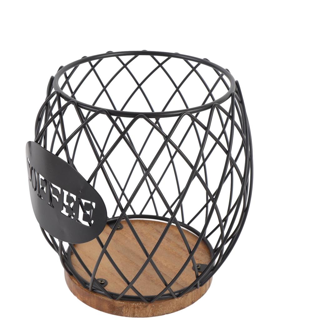 Pojemnik na kapsułki do kawy Żelazny Duża pojemność Stylowy wygląd Łatwy dostęp Drewniana podstawa Organizer do przechowywania kapsułek do kawy do domu Kawy