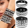 PU Leather Titanium Steel Stainless Steel European and American Punk Street Shot Square Rivet Bracelet Couple Bracelet Bracelet