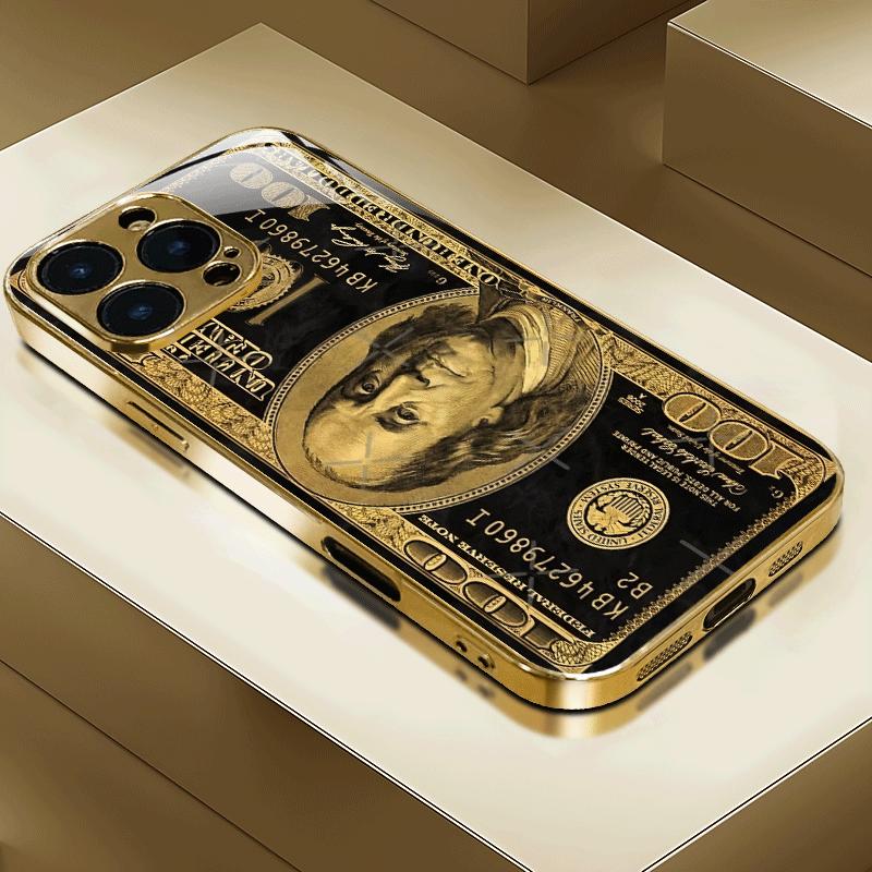 

Banknotes gold Fashion INS Luxurious Highend Phone Case Electroplated Glass PhoneCase for iPhone 17 16 15 14 13 12 11pm Pro Plus iPhone 11 Pro Max