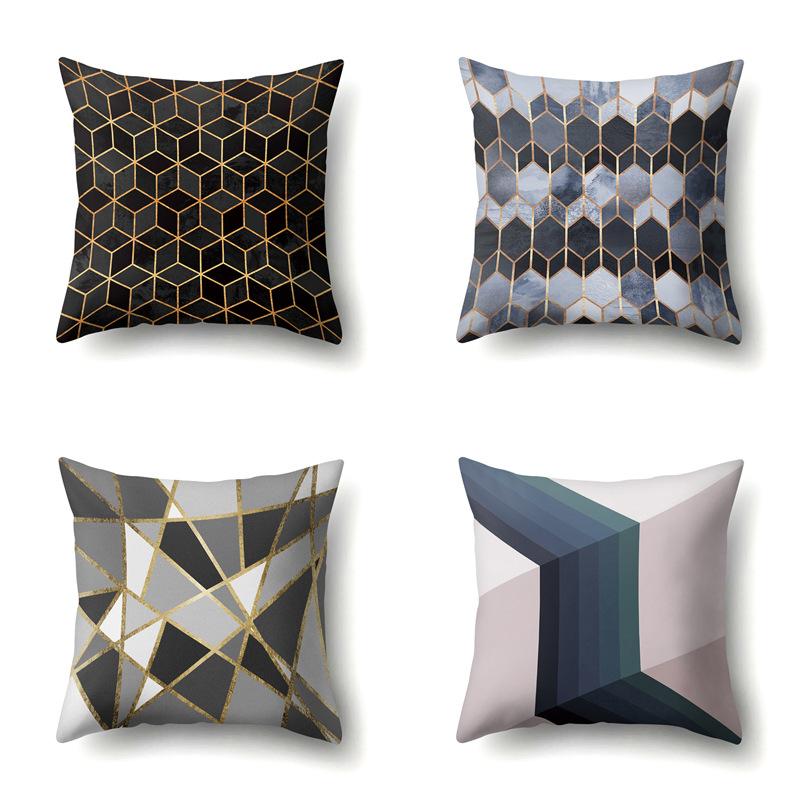 Nordic Style Ins Marble Polyester Pillowcase Car Decoration Home Printed Waist Cushion Pillowcase