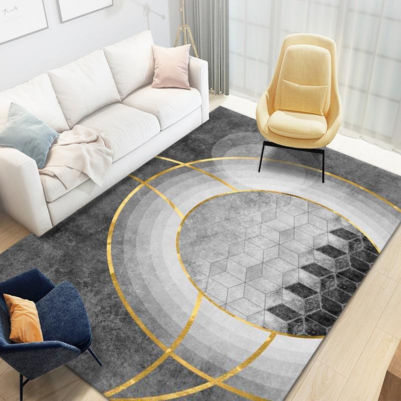 Living Room Geometric Carpet Floor Mat Modern Black Fashion Lines Living Room Carpet
