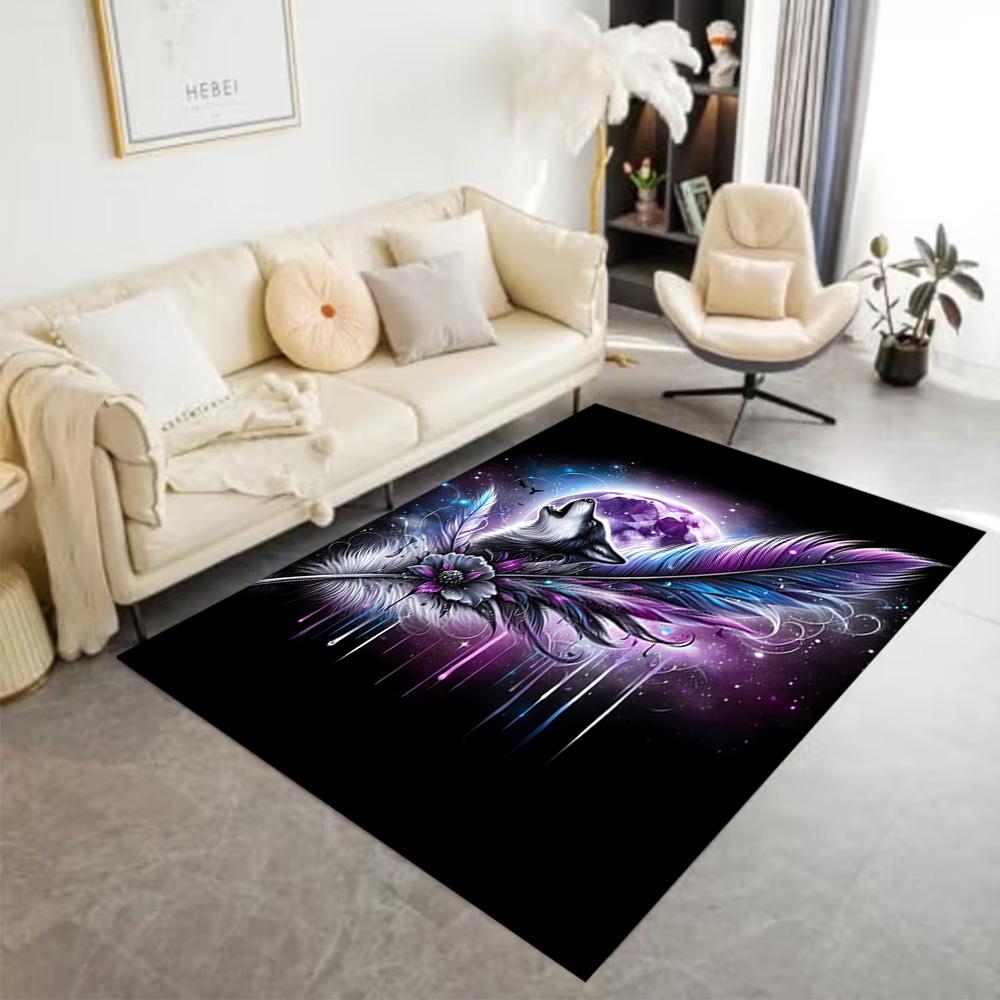 1pc Wolf Pack Forest Design Home Carpet Non-slip Office Decor Gift Living Room Bedroom