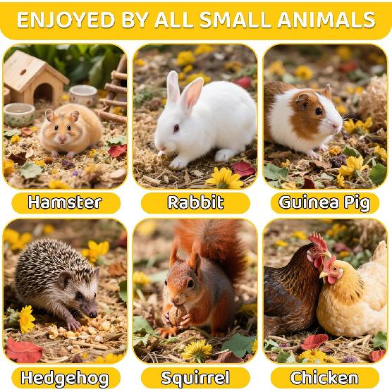MAQIHAN Hamster Bedding Odor Control - 150G Hamster Sprays and Forage Flowers & Herbs Substrate Hamsters Cage Accessories for Dwarf Hamsters,Gerbil