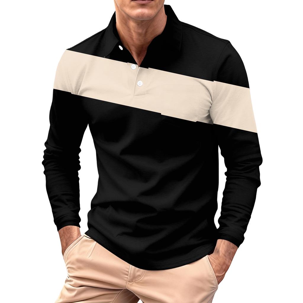 Men's Long-sleeved Collared Button-down Pocket Casual Top