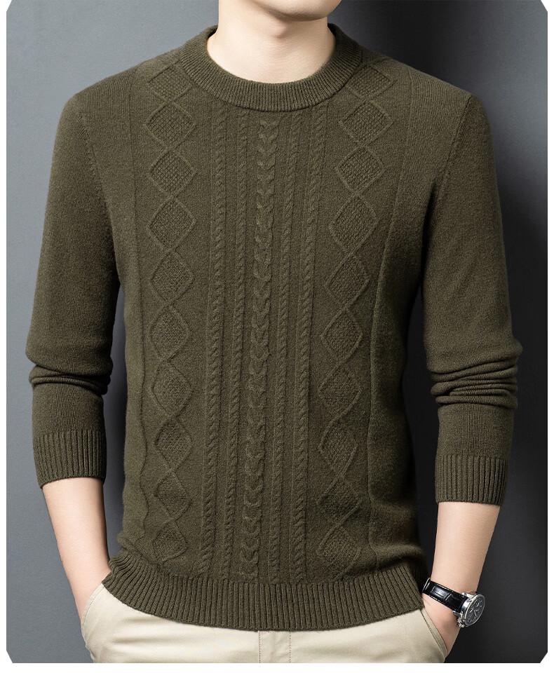Hodo Men's Premium 100% Wool Crewneck Sweater