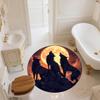 Moon Wolf,Round Area Rug,Carpet Rug for Living Room Bedroom Sofa Playroom Decor,Non-slip Floor Mat
