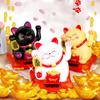 2.5 Inch Solar Powered Fortune Cat Ornaments Chinese Lucky Cat Waving Hand Beckoning Fortune Cat Figurines For Home, Office, Car