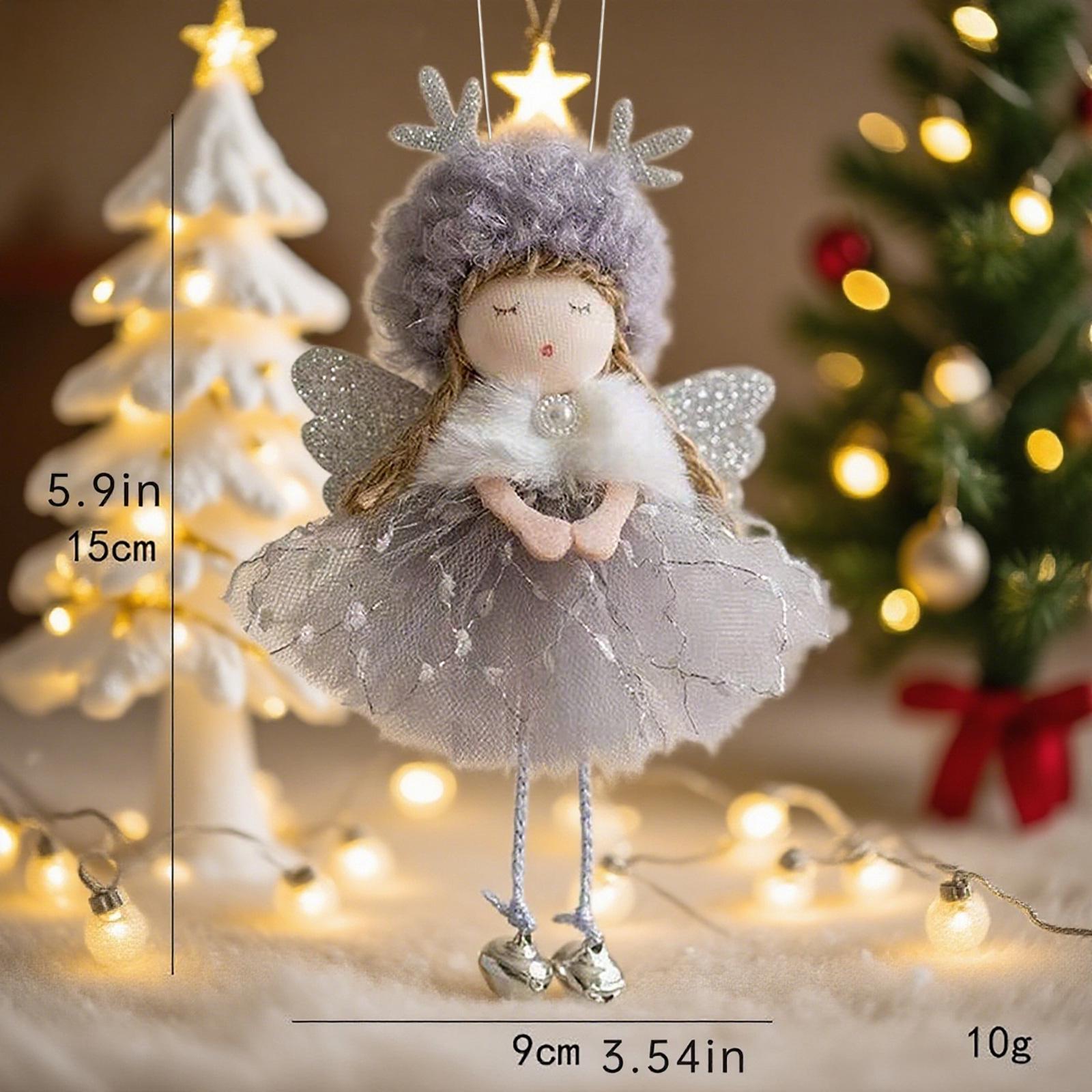 

Christmas Reindeer Antler Ornament with Lambswool and Lace Angel Wings