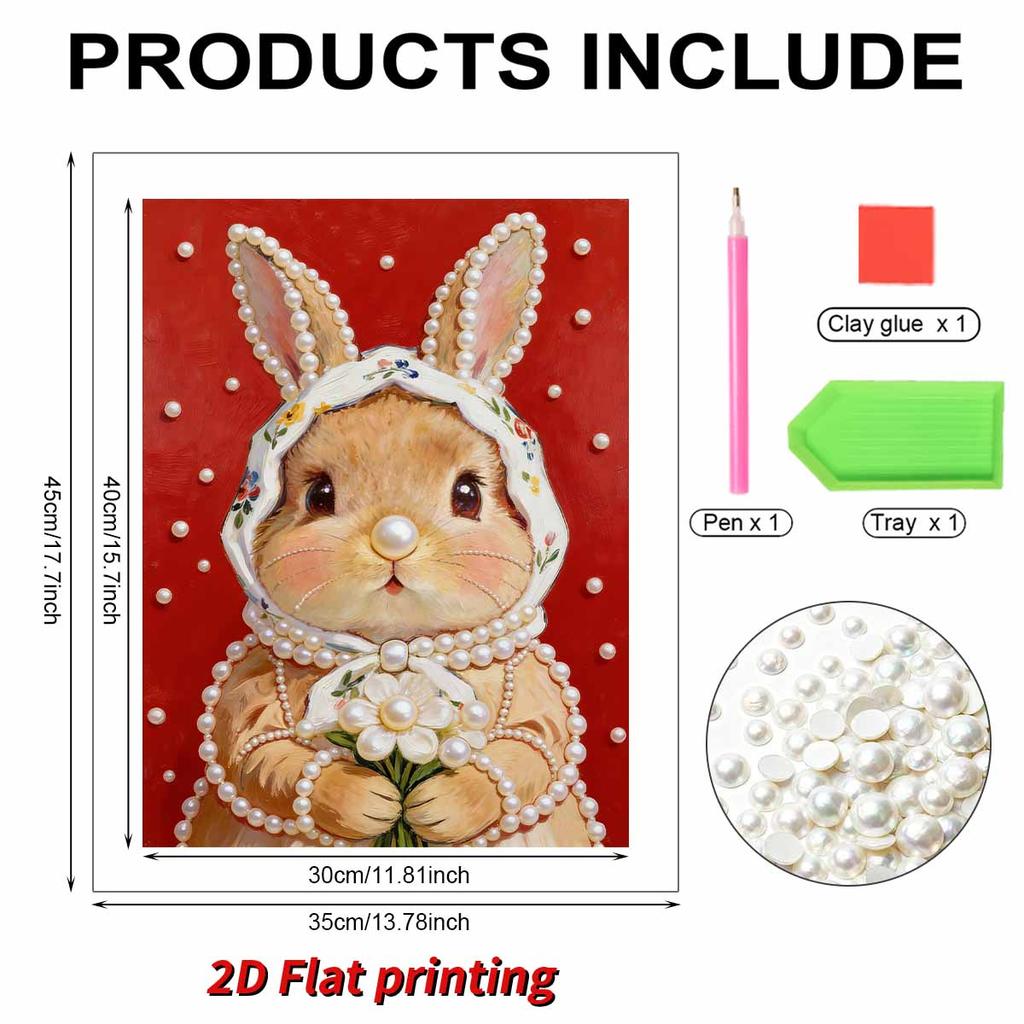 Handmade DIY Pearl Painting Little White Rabbit Theme Bedroom Living Room Frameless Diy Handmade Sticky Diamond Creative Canvas Painting