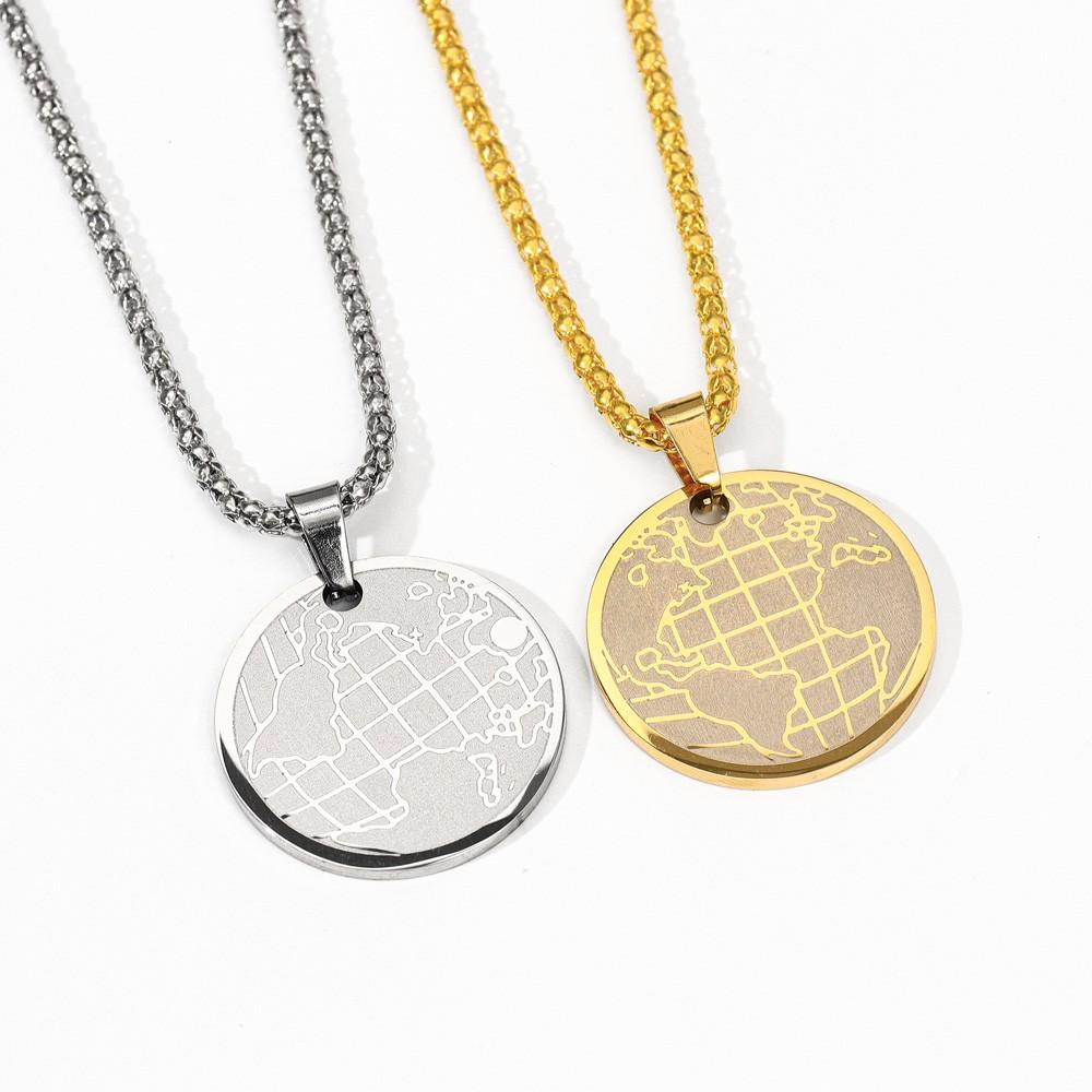 Coin Disc Earth Good Friend's Birthday Gift Jewelry Pendant Necklace
