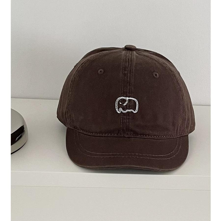 

Retro Short Brimmed Baseball Cap for Women Korean Couple Versatile Soft Top Thin Style Baby Elephant Embroidered Short Edge Baseball Cap for Men M (56-58cm)