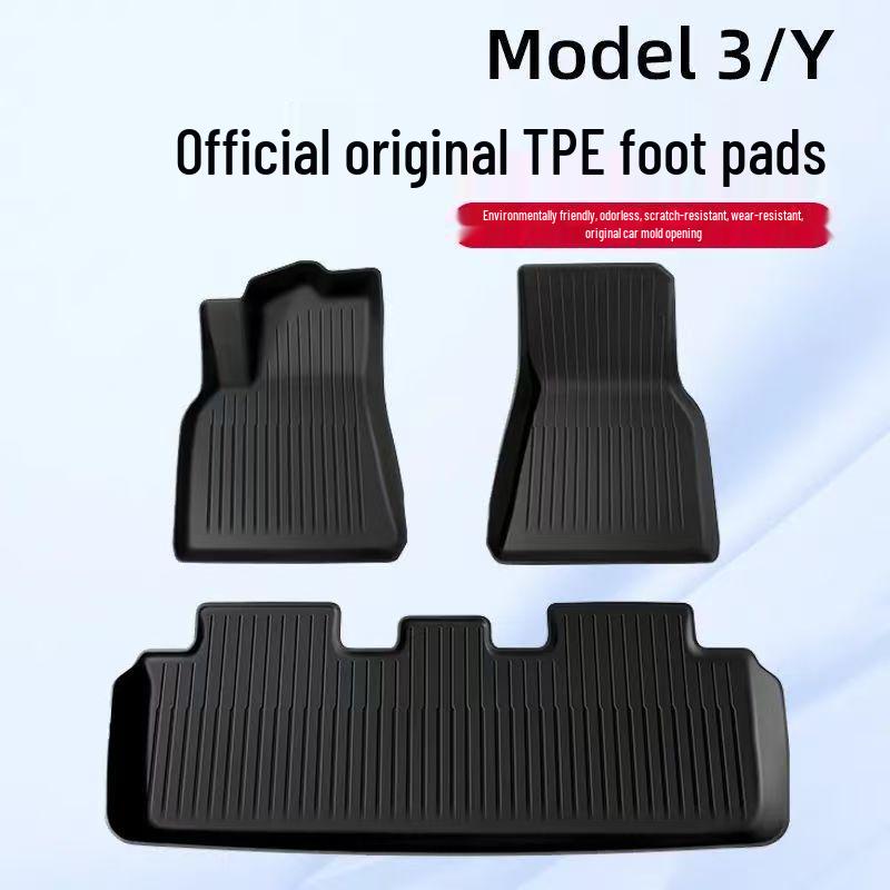 All-Weather TPE Floor Mats for Tesla Model Y, Front and Rear Trunk Mats
