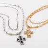 Tooxika Exaggerated Metal With Diamonds Cross Pendant Necklace Set Retro Literary Light Luxury Collarbone Chain