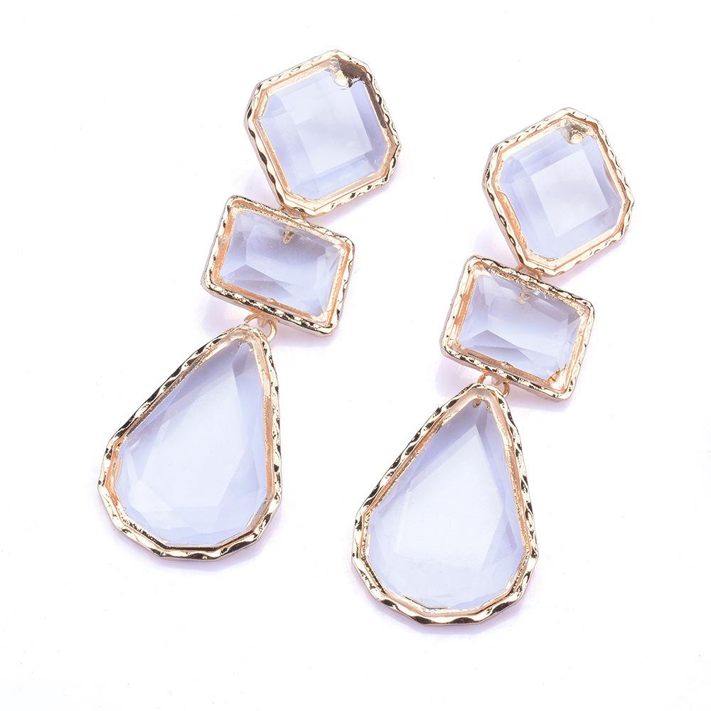 Fashion Alloy Color Resin Dangle Earrings, Exaggerated Minimalist Geometric Jewelry For Women