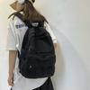 Autumn and Winter New Large-capacity Solid Color Canvas Casual Double-strap Backpack Trendy Street Style for Men, Women Students