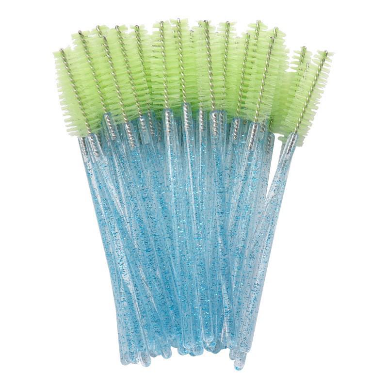 Crystal Handle Disposable Eyelash and Eyebrow Brush - 50 Pack Spiral Comb for Extensions