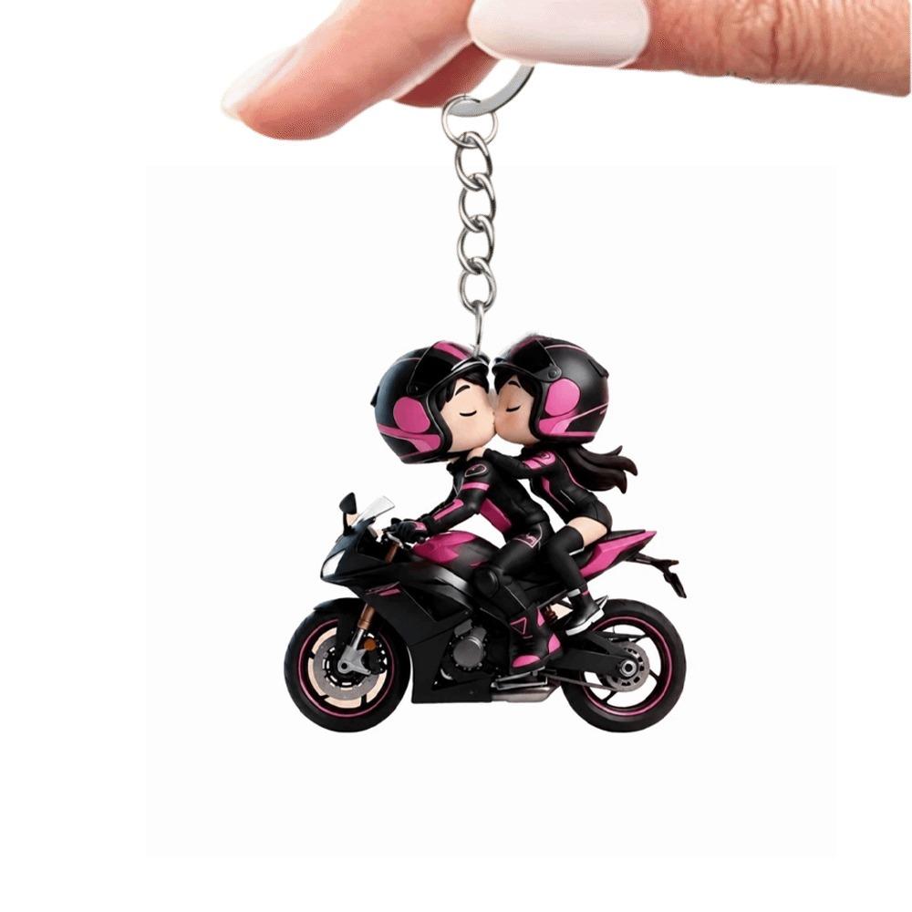 Mini Design Motorfiets Sleutelhanger 2D Plat Locomotief Mannen Hanger Tas Hangende Bedel Sleutel Decoratie