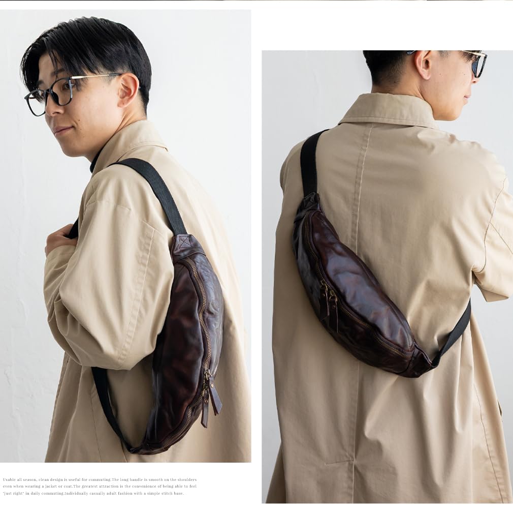 VITAFELICE Men's Vintage Leather 2-Way Body Bag (nsb-30376n) (Chocolate)