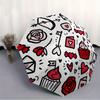 1pc Love Symbols Decorations Automatic Folding Umbrella - 8-Rib Iron Frame, Windproof, Portable Sunshade with Plastic Handle for Travel & Ou