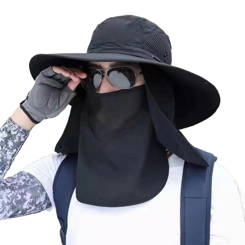 Fishing Hat for Men Breathable Sun Hat with Face Cover Neck Flap Wide Brim Bucket Hat Protection for Fishing Hiking Camping